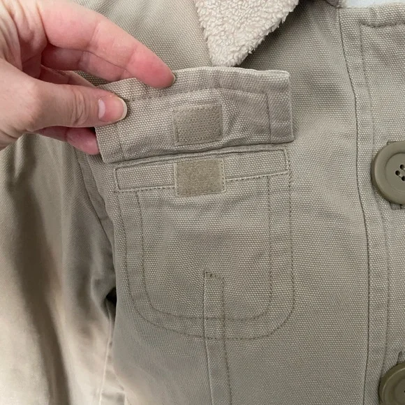 Vtg Y2K Braetan Tan Utility Gorpcore Sherpa Trim Barn Chore Coat Canvas Jacket M - Picture 4 of 12